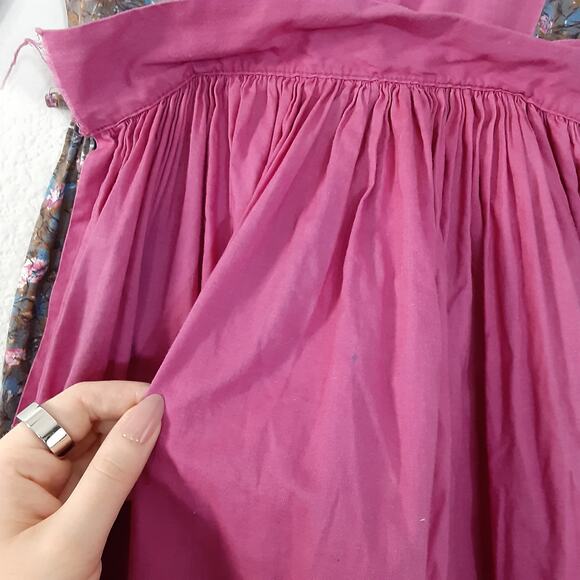 Vintage Girls Prairie Twirl Dress Pinafore Purple Tie Waist Collared Pinnie - Picture 4 of 16